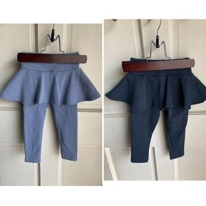 Maison Me Luna Skirt Leggings in Darker Dusty Blue & Navy Blue, 2Y